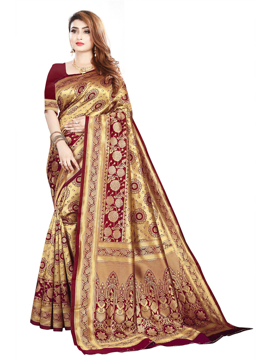 ORUS Woven Design Zari Silk Blend Kanjeevaram Saree, Red
ORUS Woven Design Zari Silk Blend Kanjeevaram Saree, Red