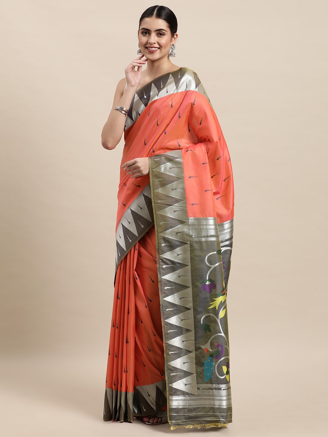 Royal Rajgharana Saree Ethnic Motif Woven Design Zari Pure Silk Paithani Sarees, Orange
Royal Rajgharana Saree Ethnic Motif Woven Design Zari Pure Silk Paithani Sarees, Orange