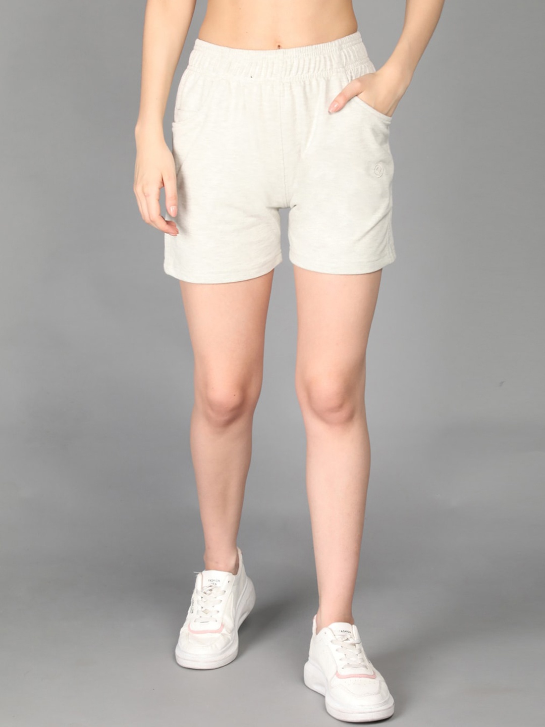 CHKOKKO Women Regular Fit Outdoor Shorts, Off white