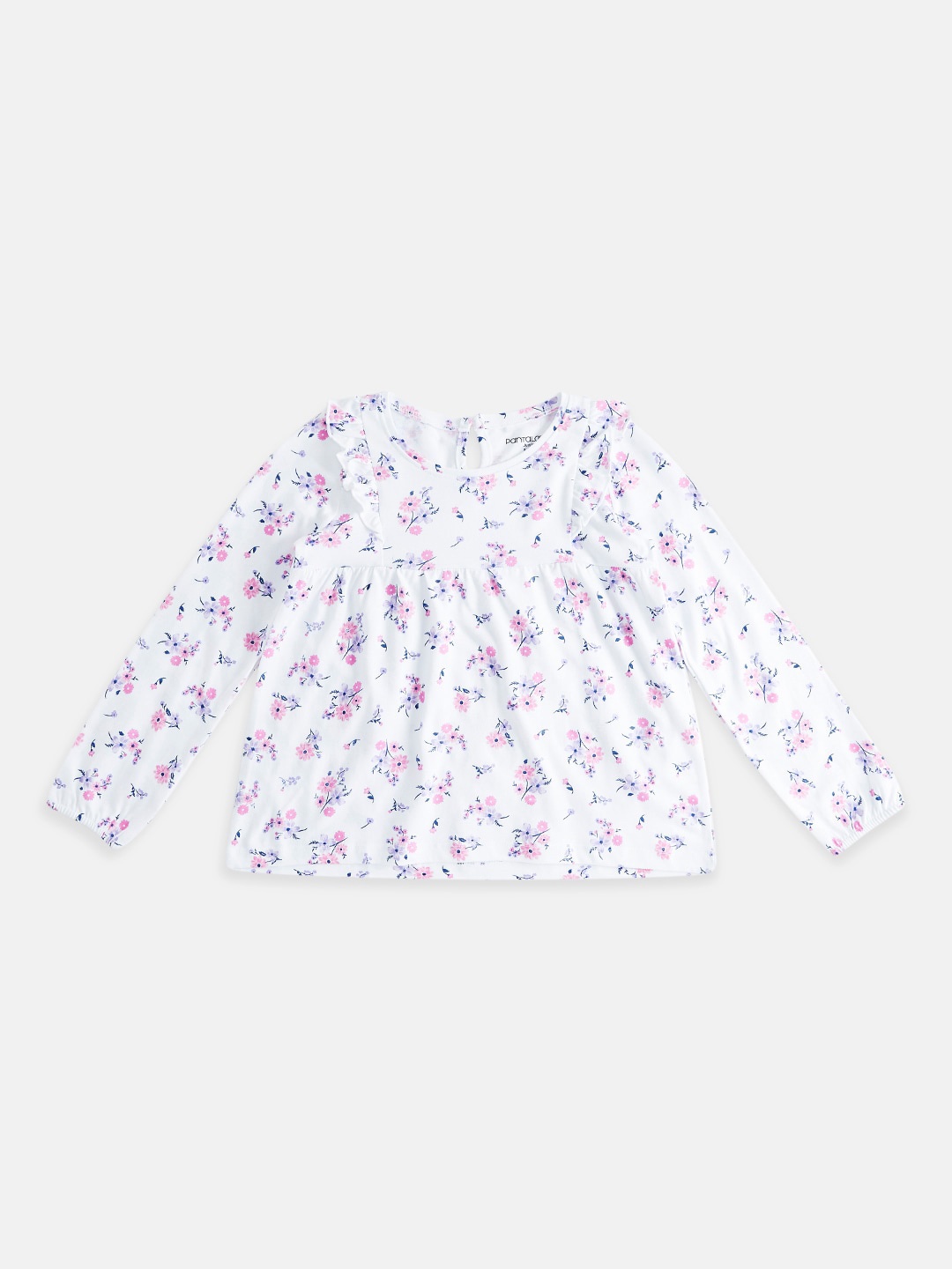 Pantaloons Junior Girls Floral Printed Cotton A-Line Top, White
