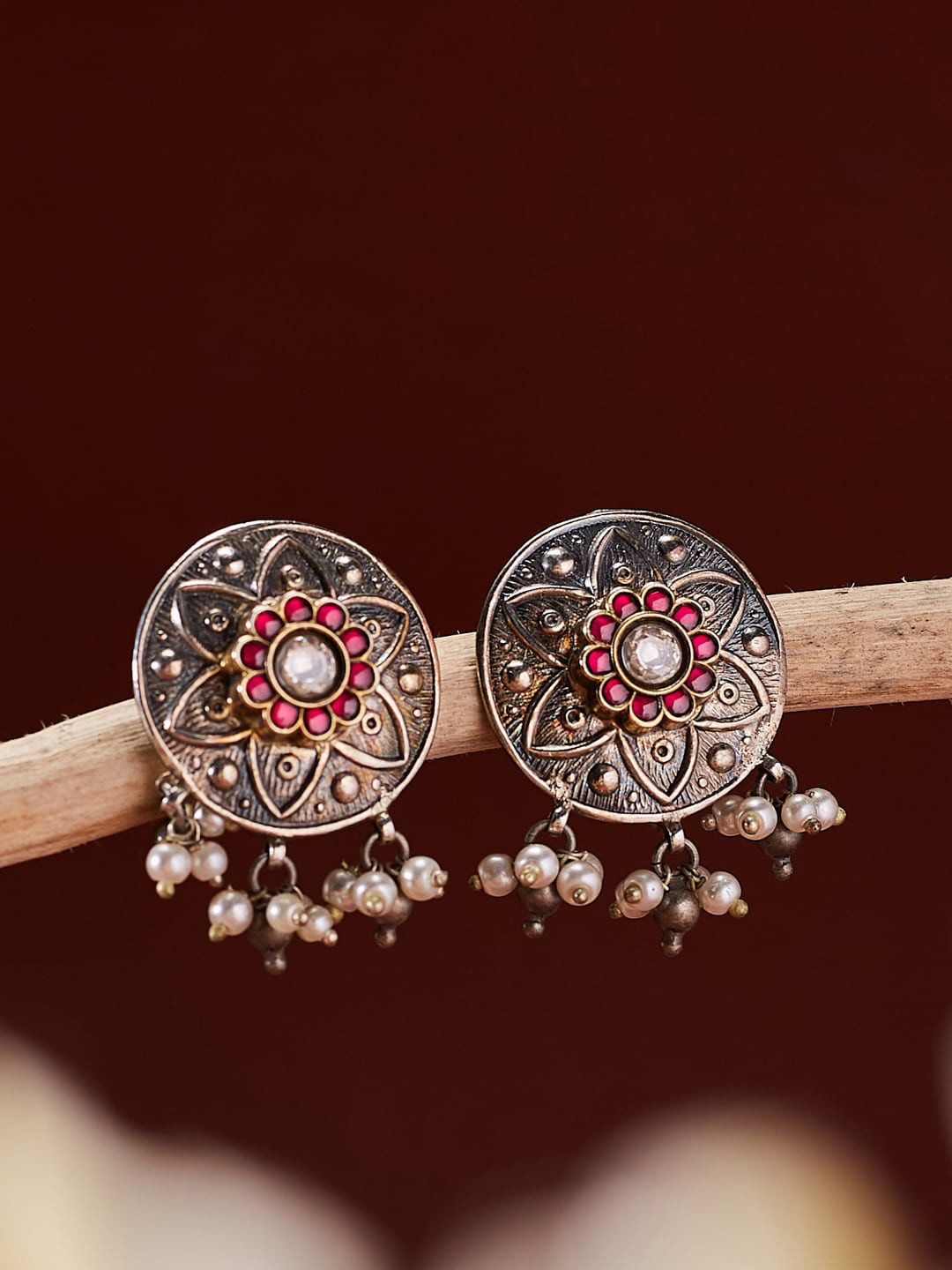 Fabindia Silver Plated Circular Studs Earrings, Red
Fabindia Silver Plated Circular Studs Earrings, Red