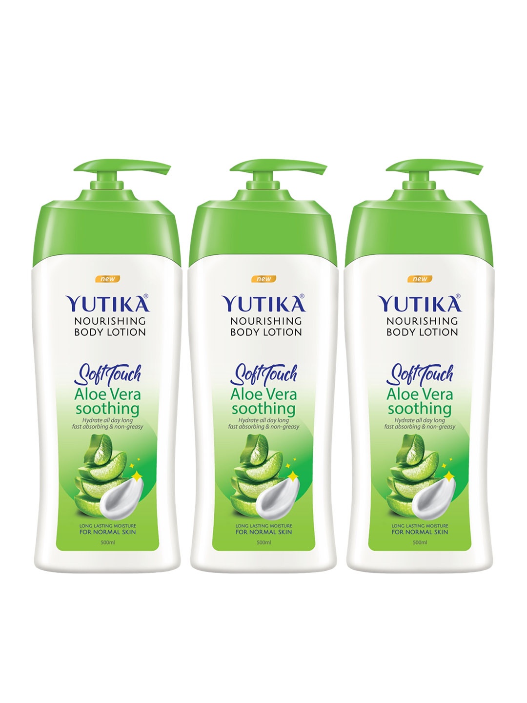 YUTIKA Set of 3 Soft Touch Aloe Vera Soothing & Nourishing Body Lotion 500 ml Each, White
YUTIKA Set of 3 Soft Touch Aloe Vera Soothing & Nourishing Body Lotion 500 ml Each, White