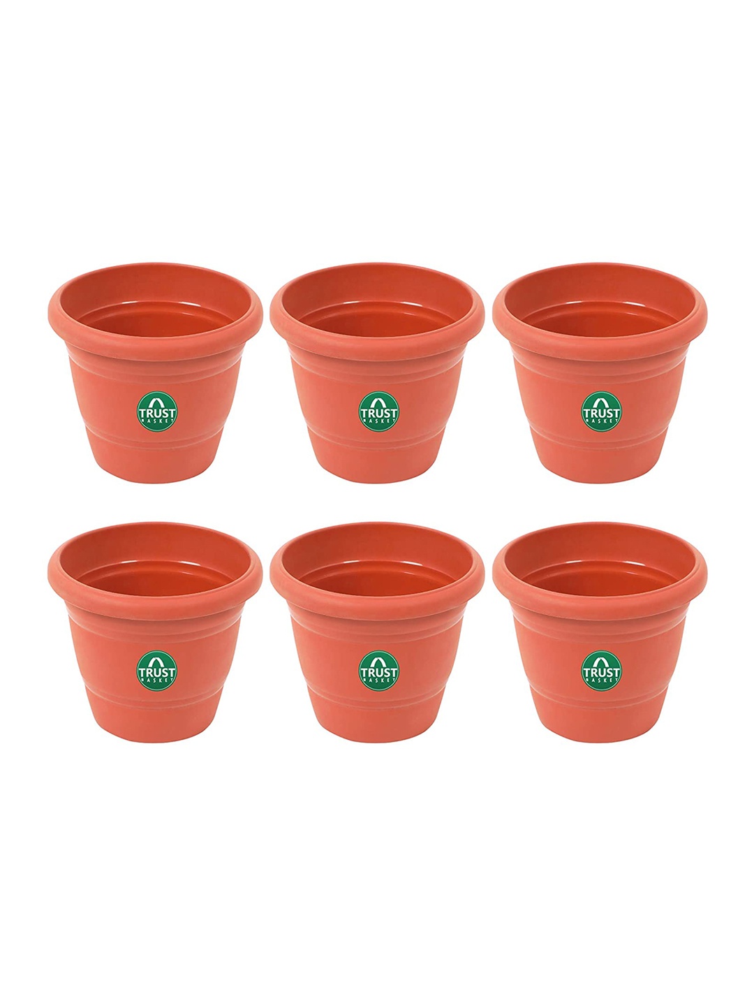 TrustBasket 6-Pcs Brown UV Treated Round Planters