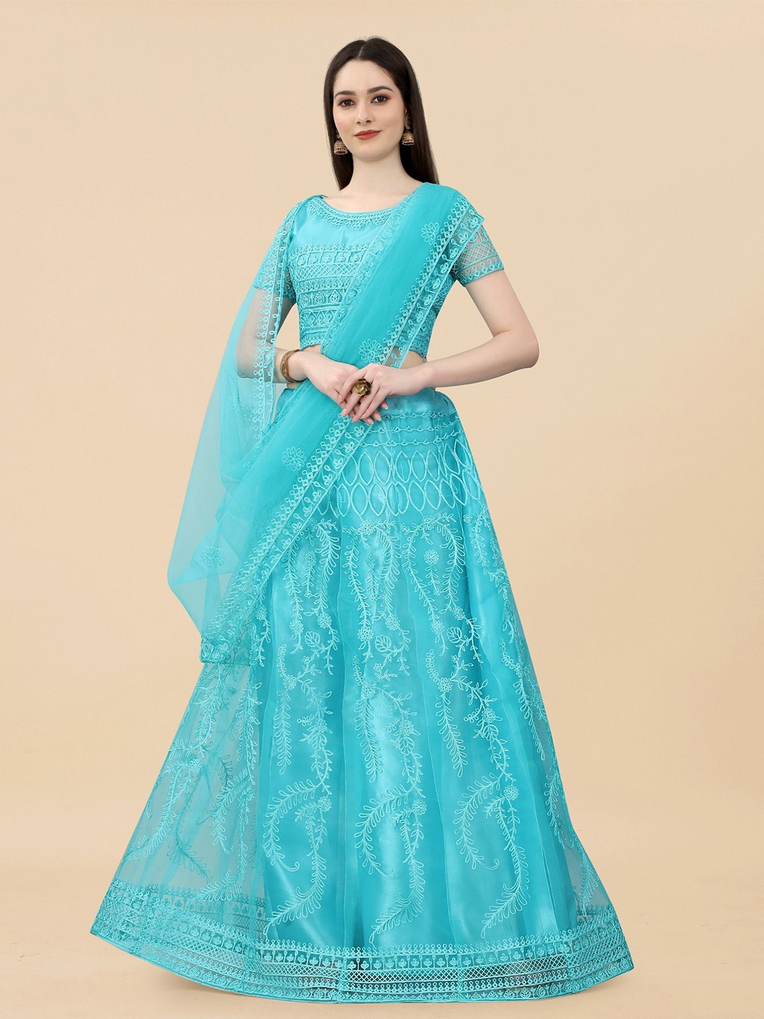 APNISHA Embroidered Thread Work Semi-Stitched Lehenga & Unstitched Blouse With Dupatta, Blue
APNISHA Embroidered Thread Work Semi-Stitched Lehenga & Unstitched Blouse With Dupatta, Blue