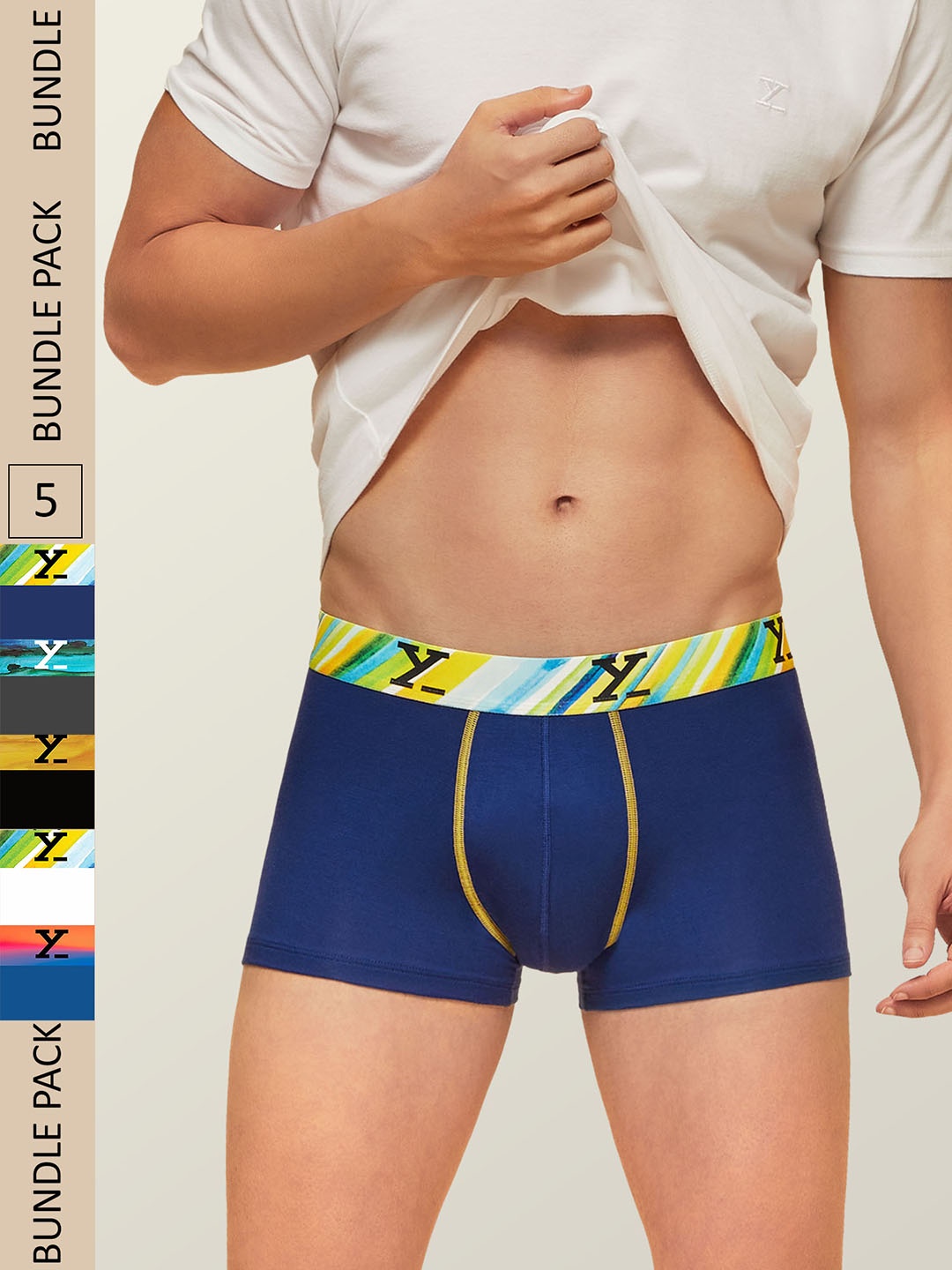 XYXX Pack Of 5 Low Rise Dynamo Micro Modal Dynamo Micro Modal Basic Trunks XYTRNK5PCKN195, Blue
XYXX Pack Of 5 Low Rise Dynamo Micro Modal Dynamo Micro Modal Basic Trunks XYTRNK5PCKN195, Blue