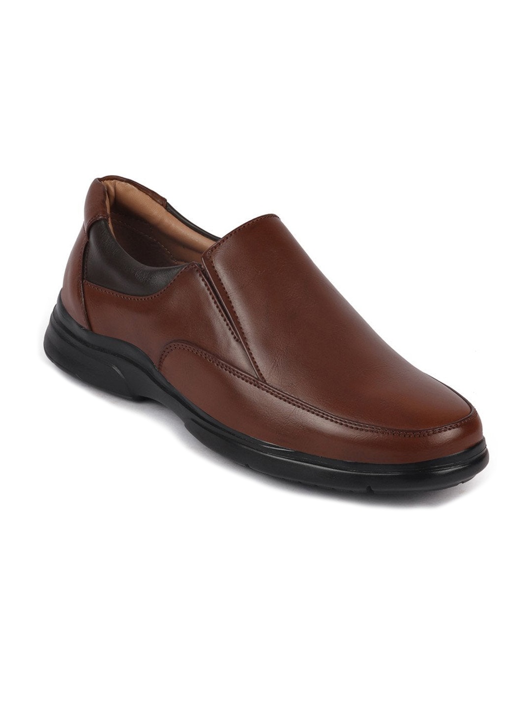 FAUSTO Men Tan Formal Slip On Shoes