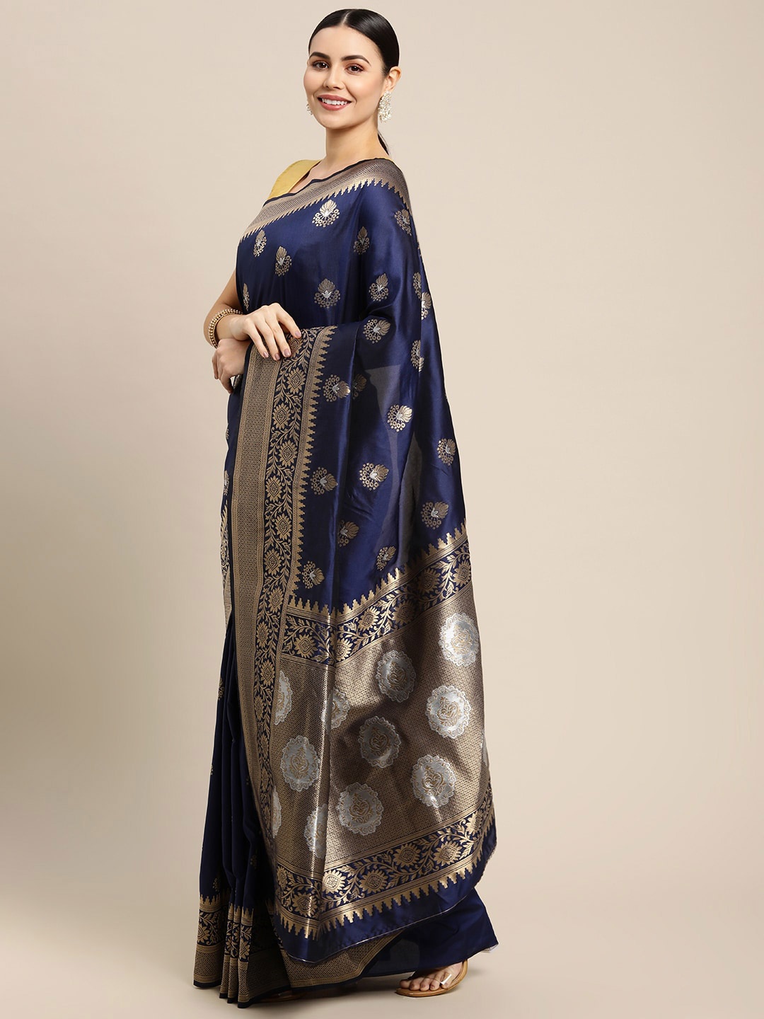 Royal Rajgharana Saree Floral Woven Design Zari Pure Silk Banarasi Sarees, Navy blue
Royal Rajgharana Saree Floral Woven Design Zari Pure Silk Banarasi Sarees, Navy blue