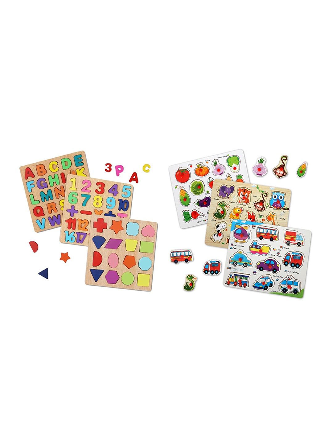 CHOCOZONE Kids Set Of 6 Wooden Animals, Vegetables & Alphabets Learning Puzzle Toys, Brown
CHOCOZONE Kids Set Of 6 Wooden Animals, Vegetables & Alphabets Learning Puzzle Toys, Brown