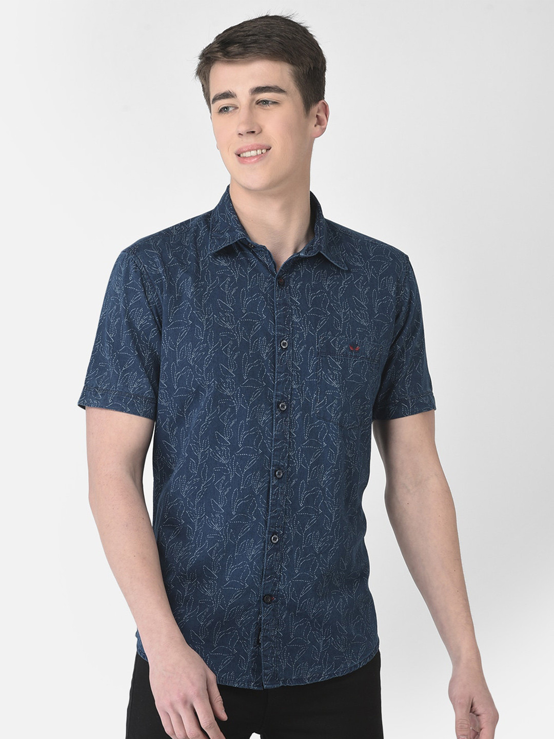 Crimsoune Club Men Slim Fit Floral Printed Casual Pure Cotton Shirt, Navy blue 
Crimsoune Club Men Slim Fit Floral Printed Casual Pure Cotton Shirt, Navy blue