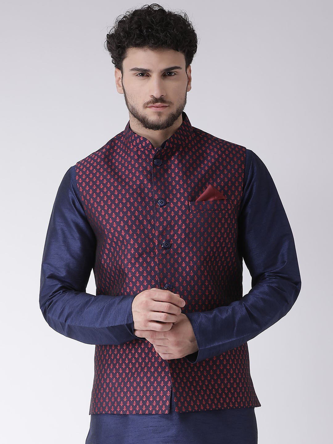 TABARD Woven Design Mandarin Collar Pure Silk Nehru Jacket, Black
TABARD Woven Design Mandarin Collar Pure Silk Nehru Jacket, Black