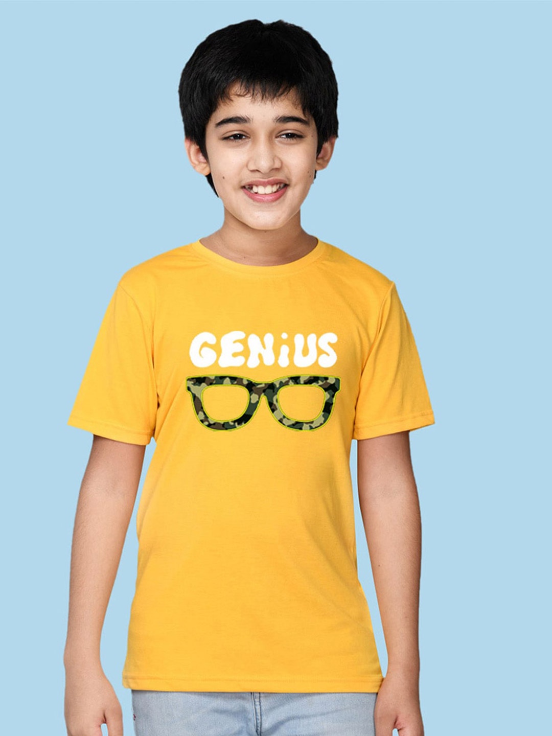 NUSYL Boys Graphic Printed T-shirt, Yellow