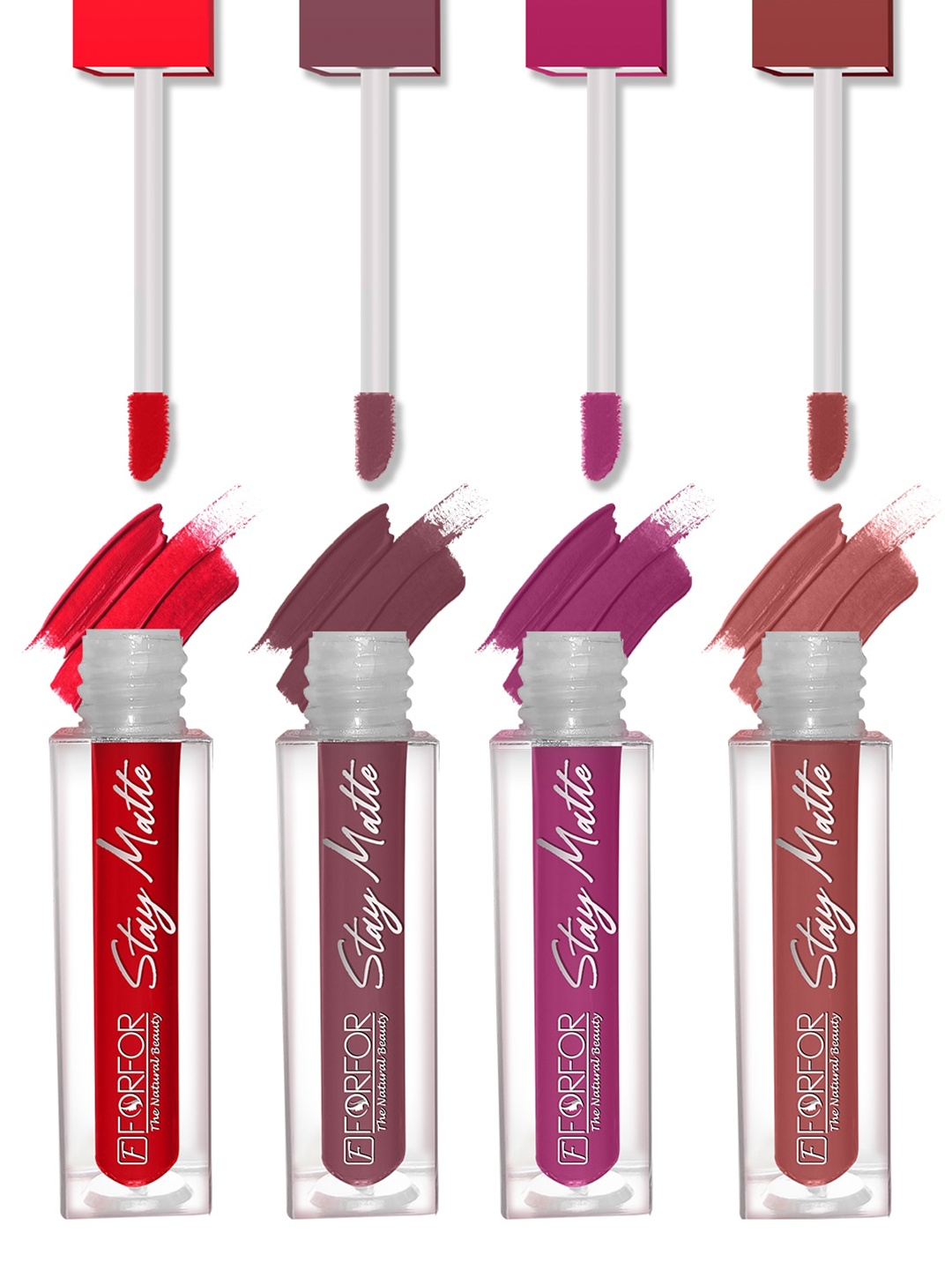 FORFOR Set of 4 Stay Matte Waterproof & Long Lasting Mini Liquid Lipsticks - 2.5 ml each, Multi
FORFOR Set of 4 Stay Matte Waterproof & Long Lasting Mini Liquid Lipsticks - 2.5 ml each, Multi