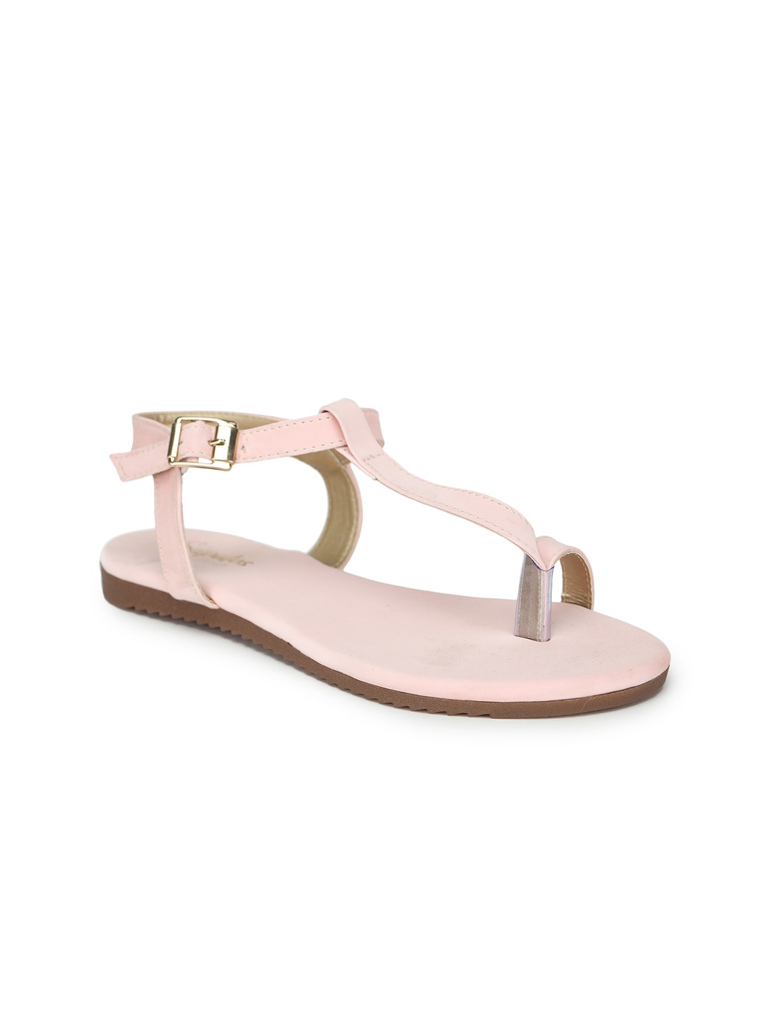 SAPATOS Synthetic One Toe Flats with Buckle, Pink