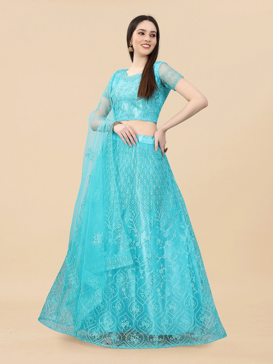 APNISHA Embroidered Thread Work Semi-Stitched Lehenga & Unstitched Blouse With Dupatta, Blue
APNISHA Embroidered Thread Work Semi-Stitched Lehenga & Unstitched Blouse With Dupatta, Blue