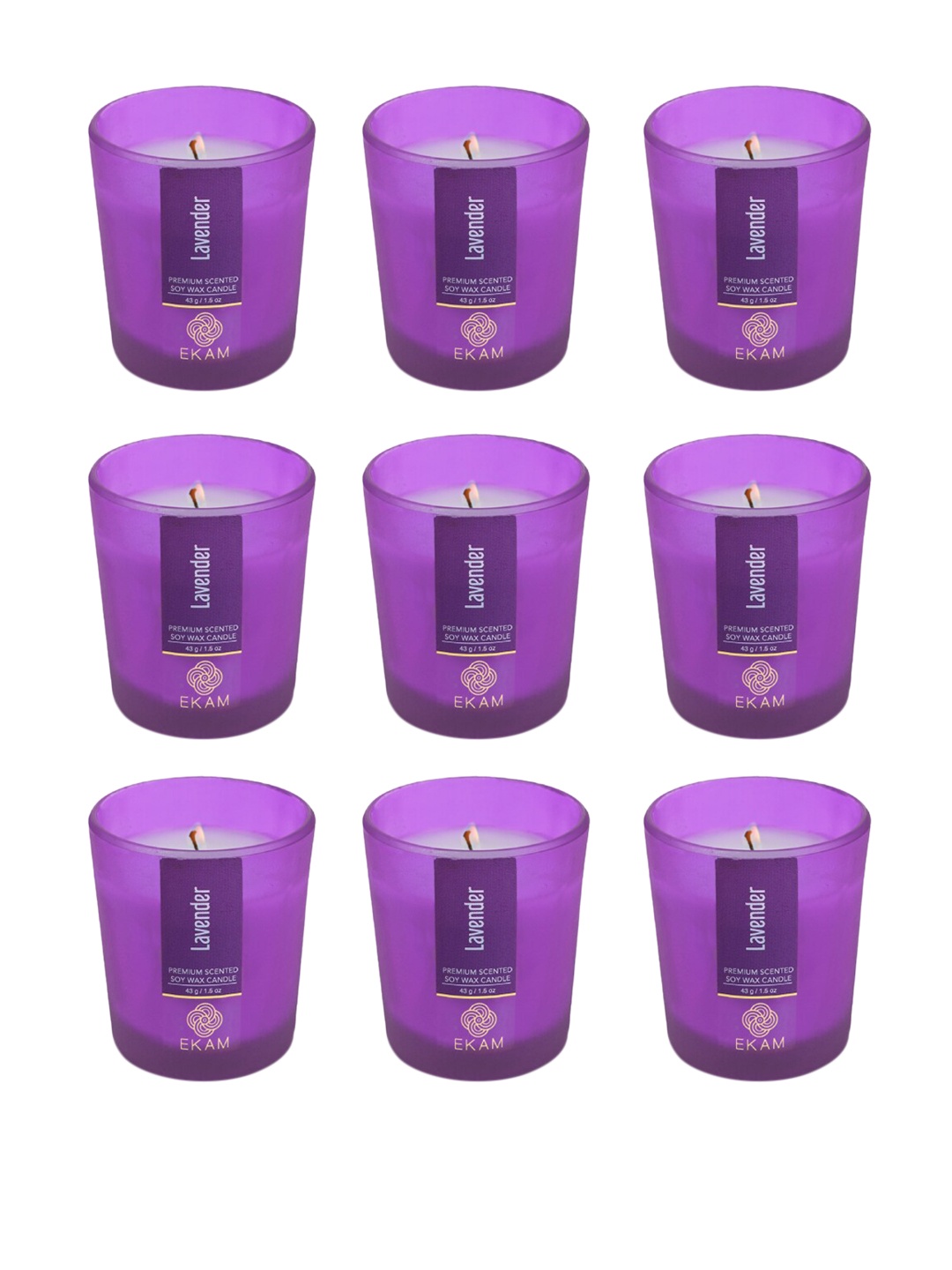 Ekam Purple 9 Pieces Brand Logo Printed Lavender Fragrance Scented Shot Glass Candles
Ekam Purple 9 Pieces Brand Logo Printed Lavender Fragrance Scented Shot Glass Candles