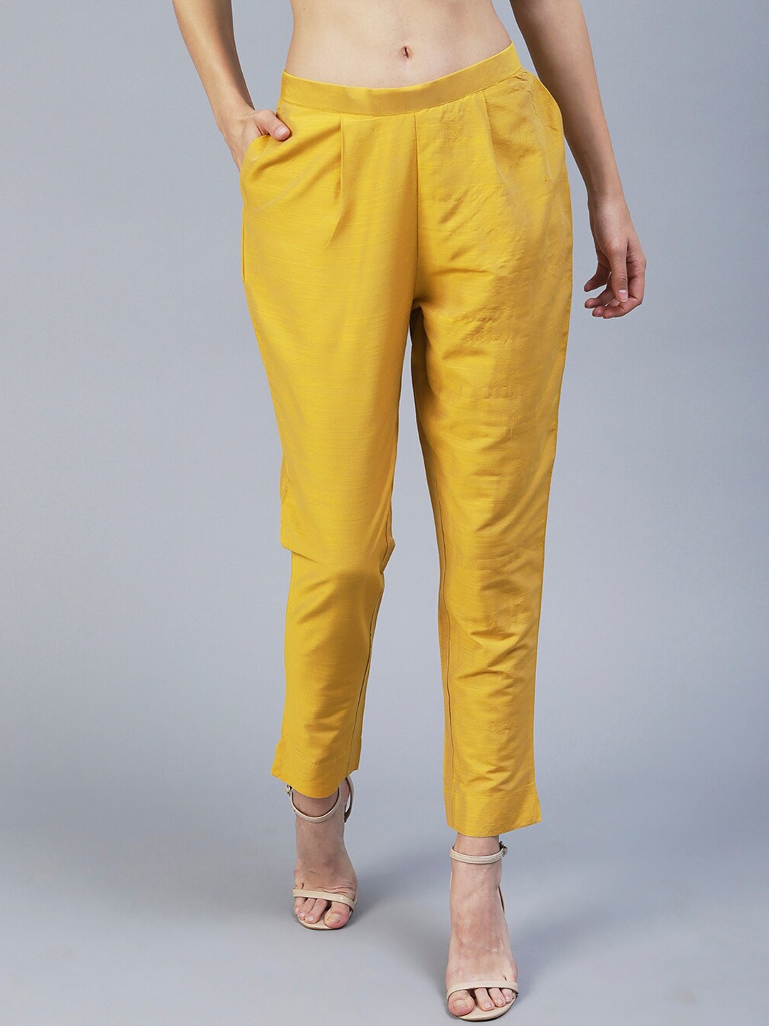 FASHOR Women Comfort Mid Rise Straight Fit Dupion Silk Pleated Peg Trousers, Yellow
FASHOR Women Comfort Mid Rise Straight Fit Dupion Silk Pleated Peg Trousers, Yellow