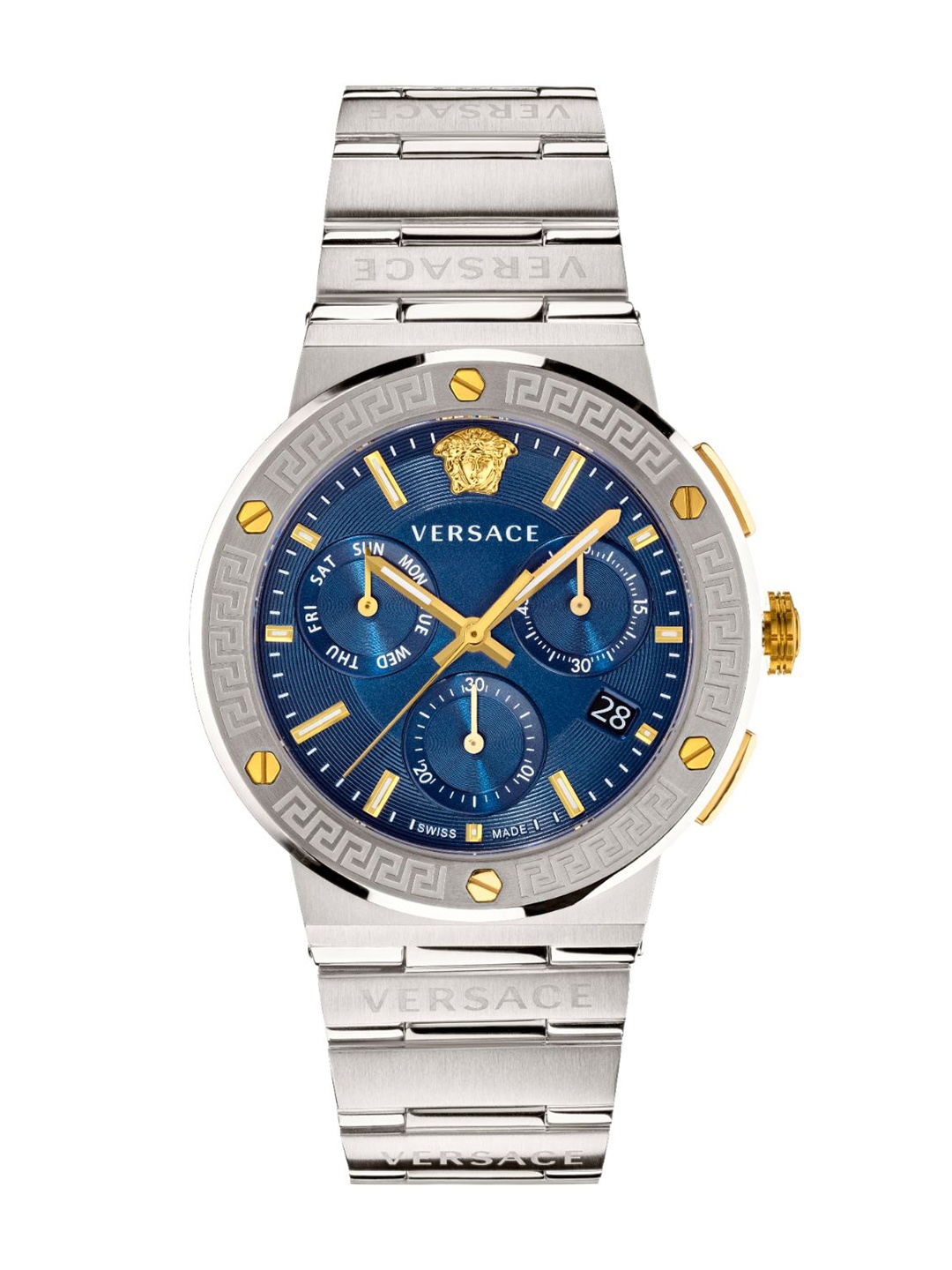 Versace Men Patterned Dial & Stainless Steel Straps Analogue Watch VEZ900221, Blue
Versace Men Patterned Dial & Stainless Steel Straps Analogue Watch VEZ900221, Blue