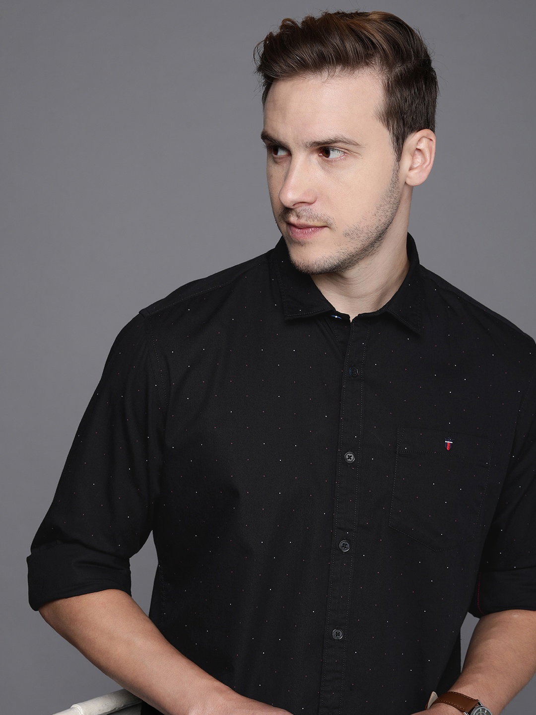 Louis Philippe Jeans Men Slim Fit Micro Ditsy Opaque Printed Pure Cotton Casual Shirt, Black
Louis Philippe Jeans Men Slim Fit Micro Ditsy Opaque Printed Pure Cotton Casual Shirt, Black