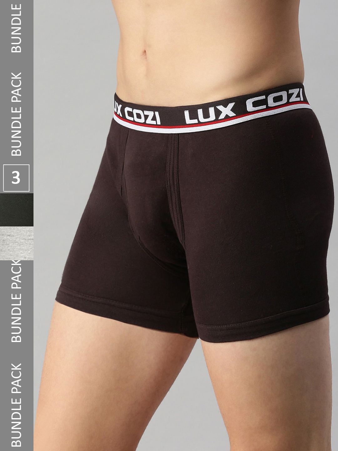 Lux Cozi Men Pack of 3 Logo Printed Detail Trunks COZI_INTLOCK_COF_DG_GM_3PC, Coffee brown
Lux Cozi Men Pack of 3 Logo Printed Detail Trunks COZI_INTLOCK_COF_DG_GM_3PC, Coffee brown