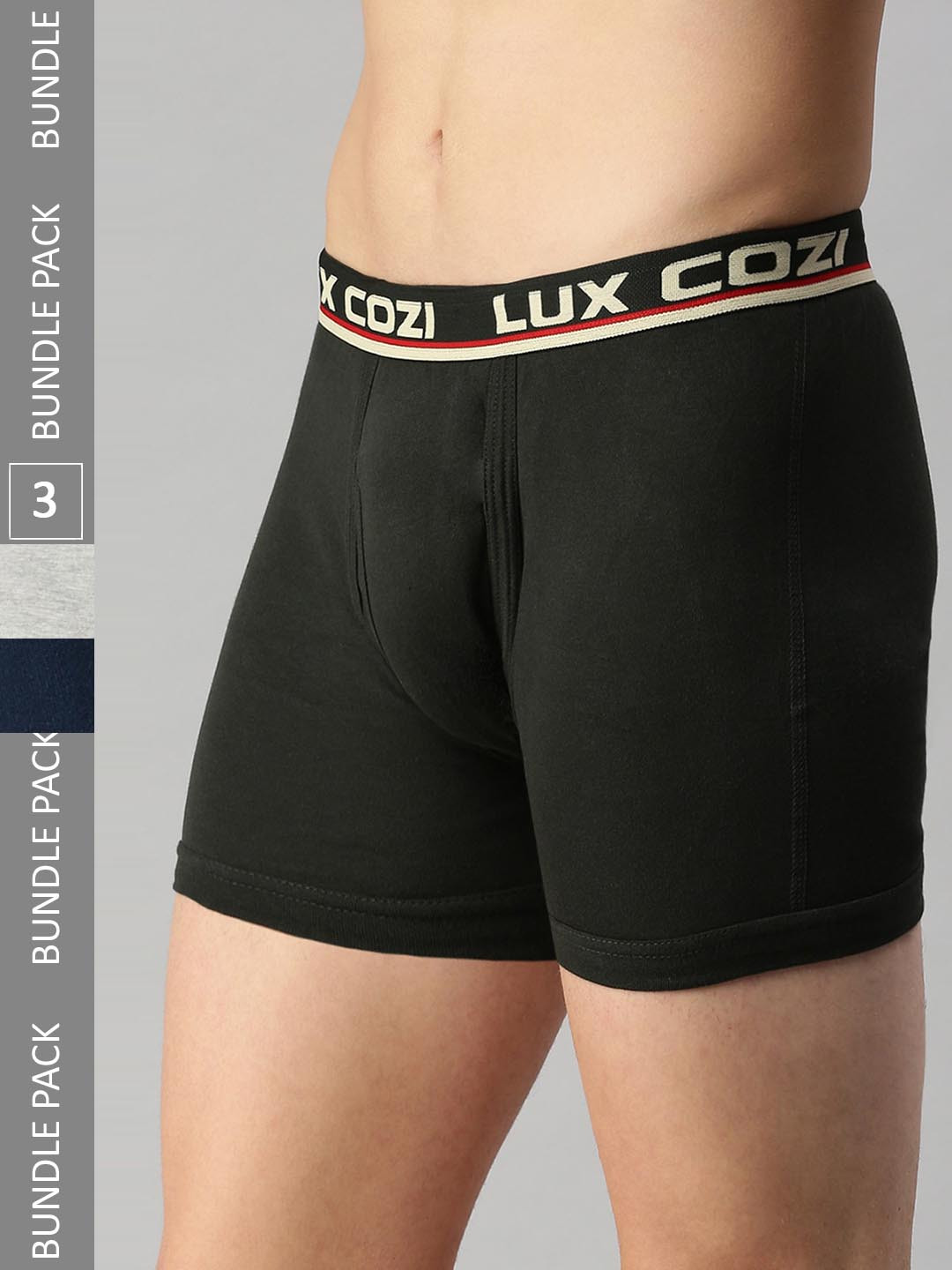 Lux Cozi Men Pack Of 3 Mid-Rise Cotton Trunks COZI_INTLOCK_DG_GM_MBU_3PC-, Grey
Lux Cozi Men Pack Of 3 Mid-Rise Cotton Trunks COZI_INTLOCK_DG_GM_MBU_3PC-, Grey