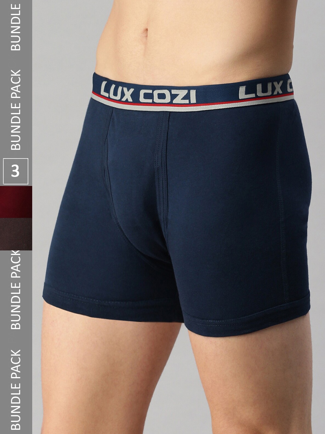 Lux Cozi Men Pack Of 3 Mid-Rise Cotton Breathable Trunks COZI_INTLOCK_COF_MRN_MBU_3PC, Coffee brown
Lux Cozi Men Pack Of 3 Mid-Rise Cotton Breathable Trunks COZI_INTLOCK_COF_MRN_MBU_3PC, Coffee brown