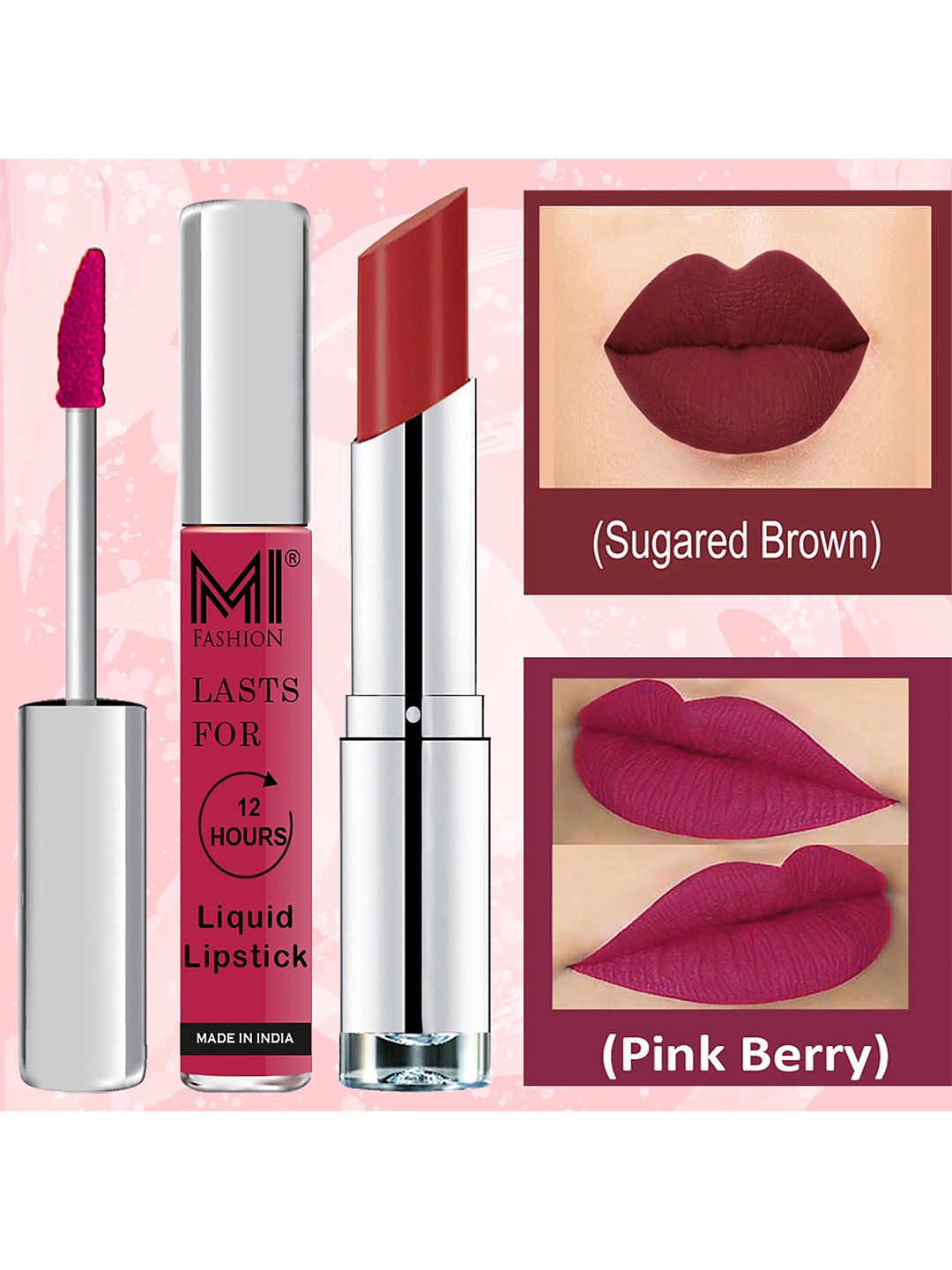 MI FASHION Set of Liquid Lipstick 3.5ml - 02 & Creamy Matte Lipstick 3.5g - 02, Brown
MI FASHION Set of Liquid Lipstick 3.5ml - 02 & Creamy Matte Lipstick 3.5g - 02, Brown