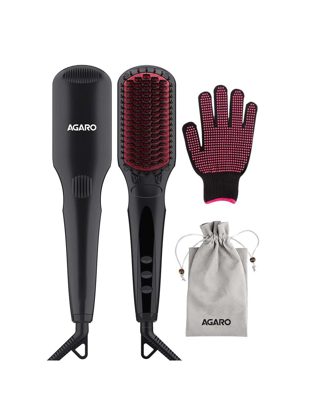 Agaro HSB2206 2-in-1 Hair Straightening & Combing Brush with Ionic Technology - Black
Agaro HSB2206 2-in-1 Hair Straightening & Combing Brush with Ionic Technology - Black