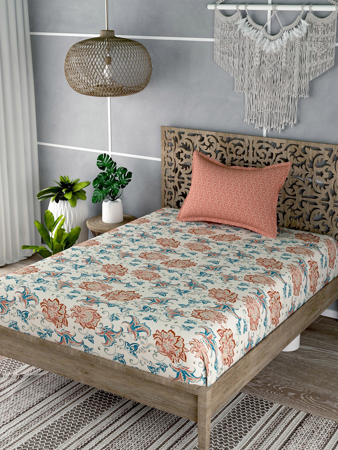 EverHOME White & Blue Floral 180 TC Flat Cotton Single Bedsheet with 1 Pillow Cover
EverHOME White & Blue Floral 180 TC Flat Cotton Single Bedsheet with 1 Pillow Cover