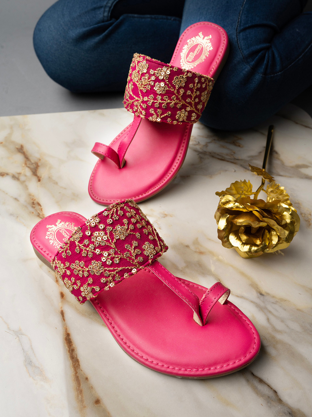 Shoetopia Women Embellished Leather Ethnic One Toe Flats, Pink
Shoetopia Women Embellished Leather Ethnic One Toe Flats, Pink