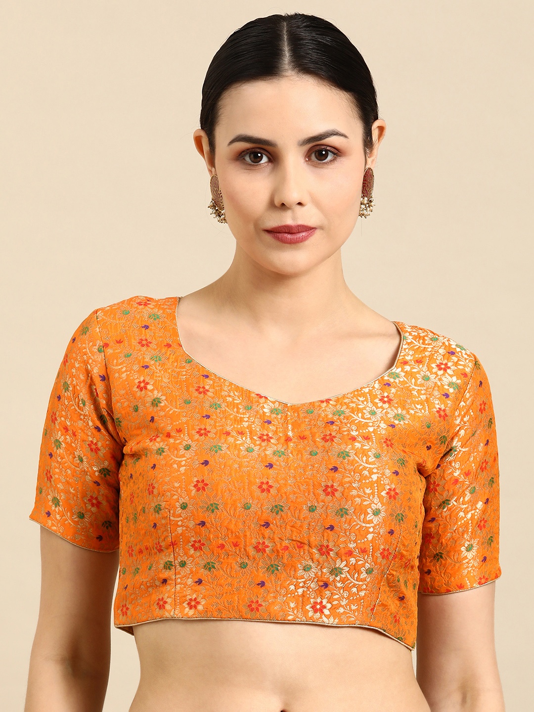 flaher Woven Design Banarasi Silk Jacquard Ready To Wear Padded Saree Blouse, Orange
flaher Woven Design Banarasi Silk Jacquard Ready To Wear Padded Saree Blouse, Orange