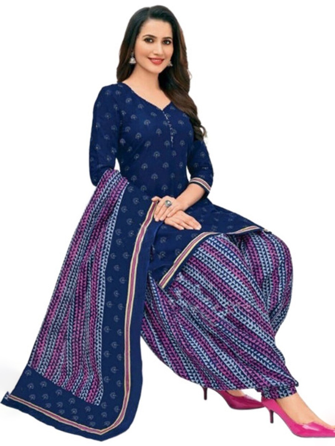 INDIAN HERITAGE Ethnic Motifs Printed Silk Crepe Unstitched Dress Material, Navy blue
INDIAN HERITAGE Ethnic Motifs Printed Silk Crepe Unstitched Dress Material, Navy blue