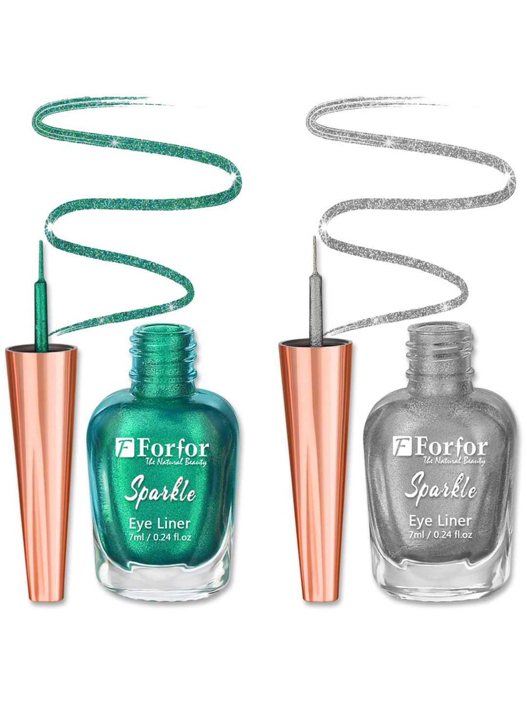 FORFOR Set of 2 Sparkle Water-Proof Liquid Glitter Eyeliners 7ml Each - Shades 03 & 05, Grey
FORFOR Set of 2 Sparkle Water-Proof Liquid Glitter Eyeliners 7ml Each - Shades 03 & 05, Grey