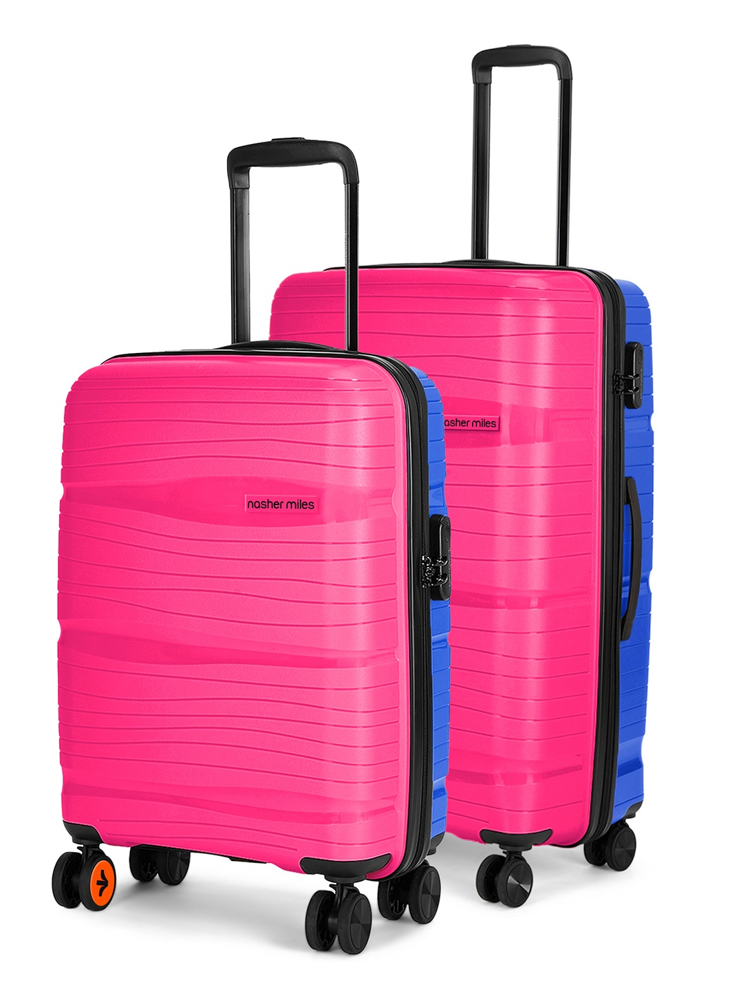 Nasher Miles Nicobar 2Pcs Colourblocked Hard-Sided Polypropylene Medium-Small Trolley Bags, Pink
Nasher Miles Nicobar 2Pcs Colourblocked Hard-Sided Polypropylene Medium-Small Trolley Bags, Pink