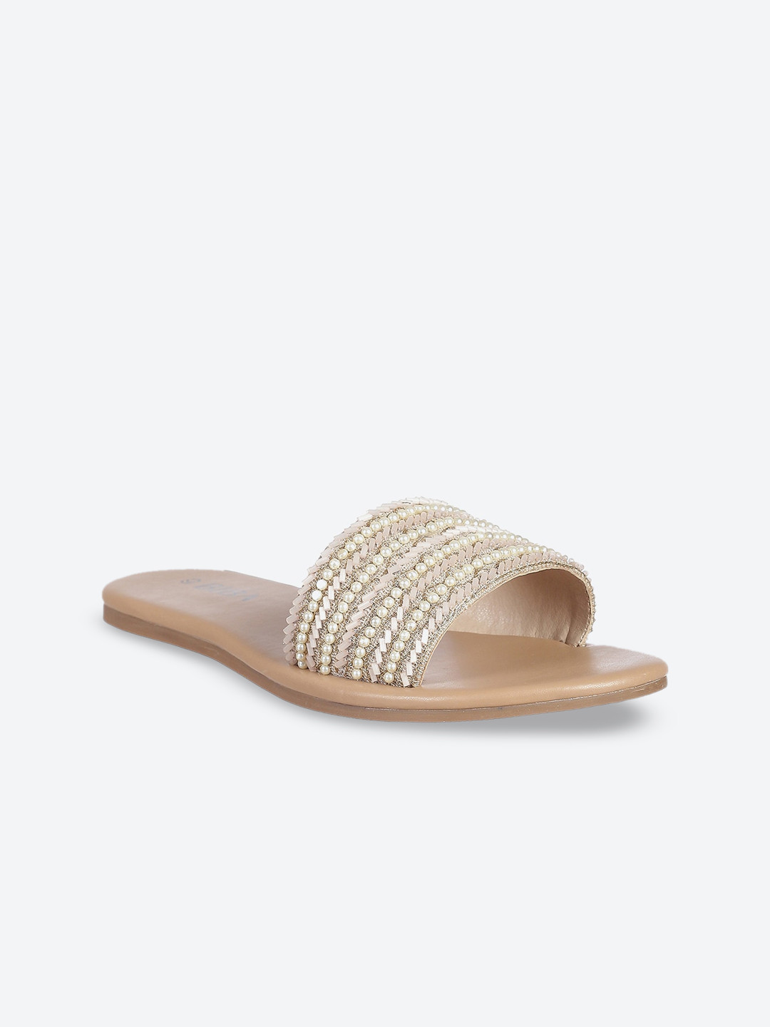 Biba Women Ethnic Embellished Open Toe Flats, Beige 
Biba Women Ethnic Embellished Open Toe Flats, Beige