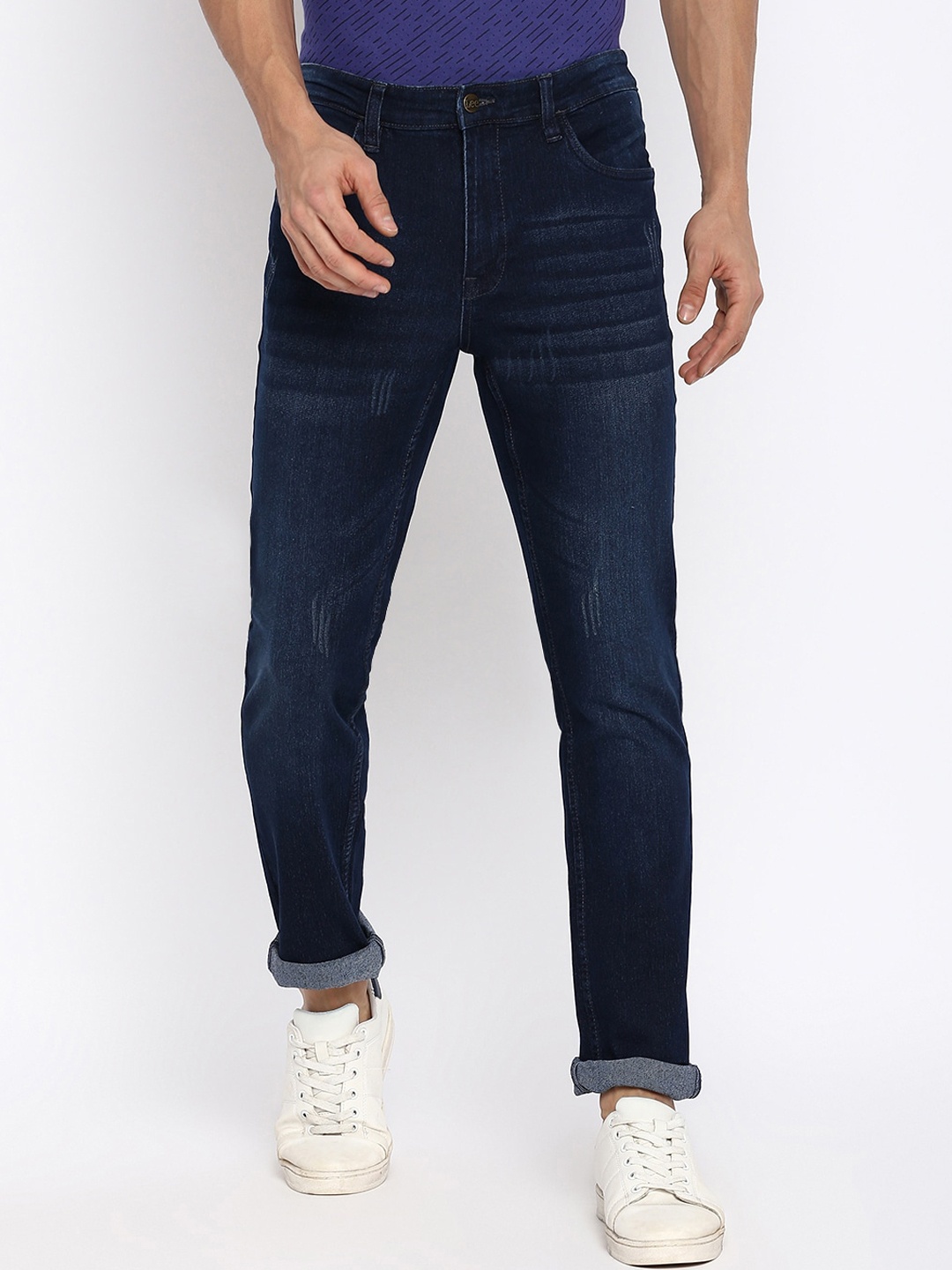 Lee Men Skinny Fit Low Distress Light Fade Jeans, Blue