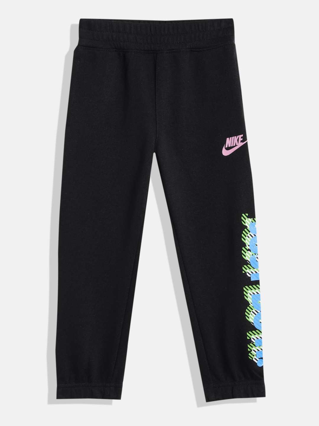 Nike Girls Black & Blue Printed Joggers