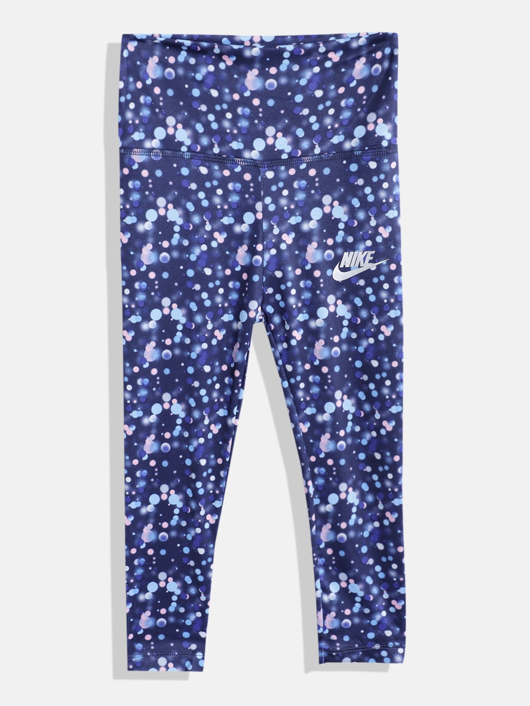 Nike Girls Printed Ankle Length Leggings, Navy blue
