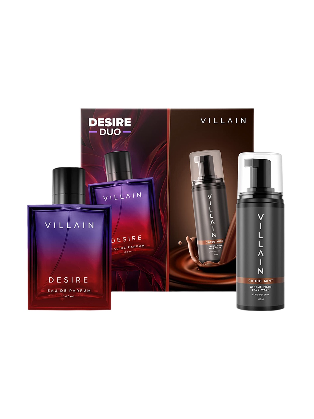 VILLAIN Desire Duo Gift Set- Men Luxury EDP & Choco Mint Xtreme Foam Facewash - 100ml Each, Black
VILLAIN Desire Duo Gift Set- Men Luxury EDP & Choco Mint Xtreme Foam Facewash - 100ml Each, Black