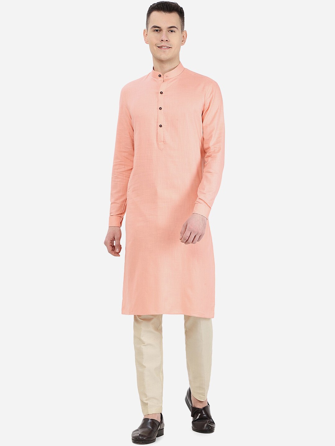 Modi Kurta Textured Straight Kurta, Peach