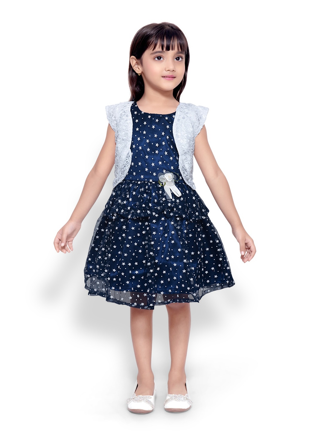 Doodle Girls Sleeveless Conversational Printed Fit & Flare Net Dress & Shrug, Navy blue
Doodle Girls Sleeveless Conversational Printed Fit & Flare Net Dress & Shrug, Navy blue