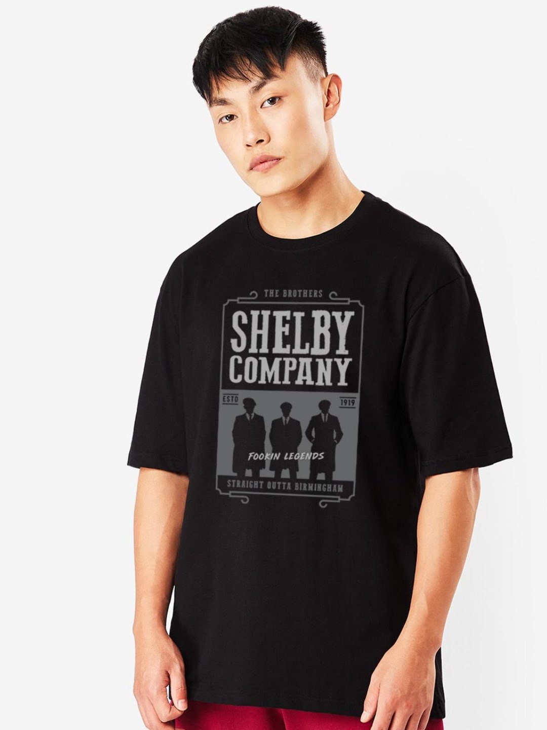 Bewakoof Graphic Printed Drop-Shoulder Sleeves Oversize Cotton T-shirt, Black