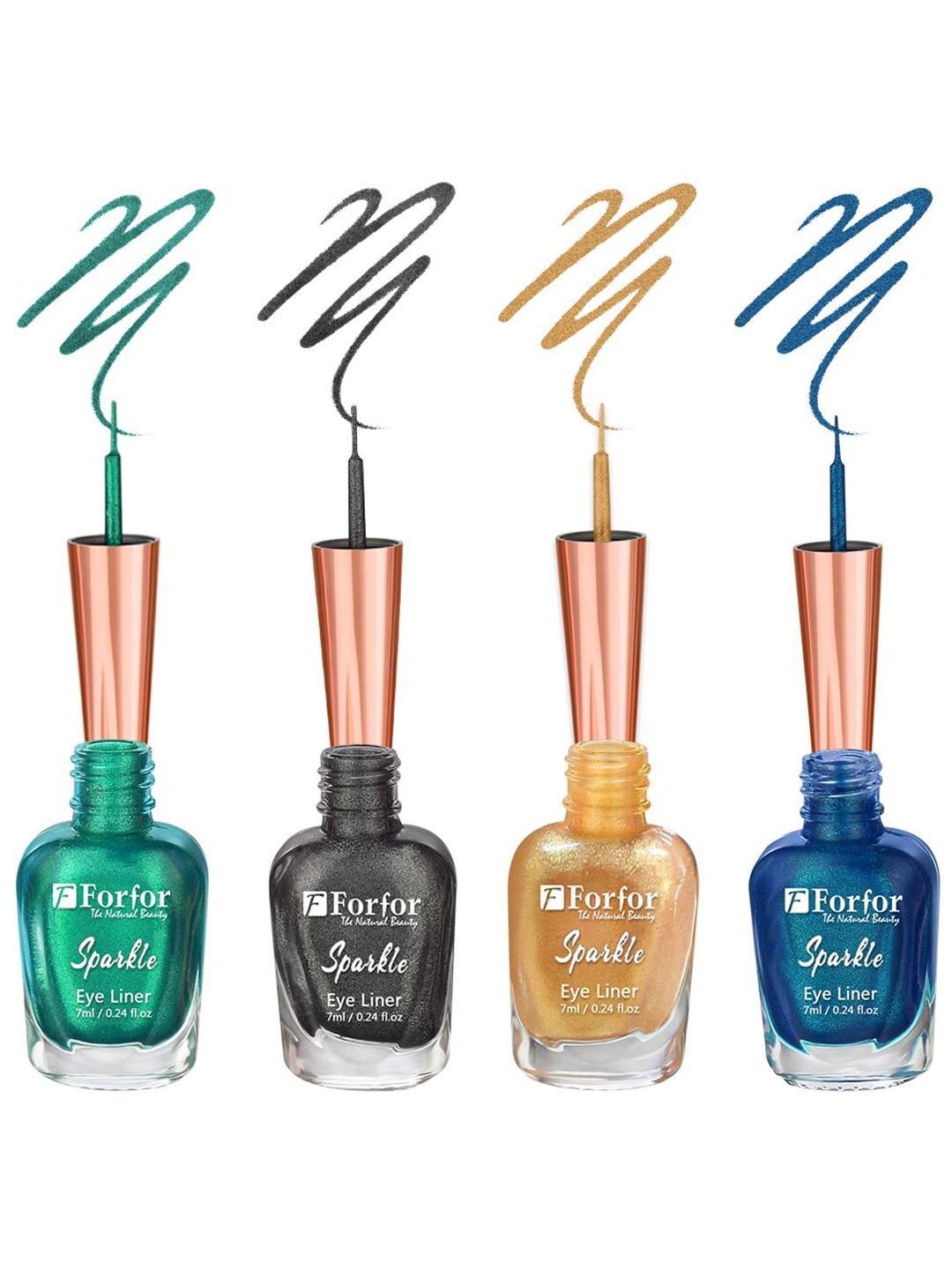 FORFOR Set of 4 Sparkle Water-Proof Sensational Liquid Glitter Eyeliners - 7 ml each, Multi
FORFOR Set of 4 Sparkle Water-Proof Sensational Liquid Glitter Eyeliners - 7 ml each, Multi