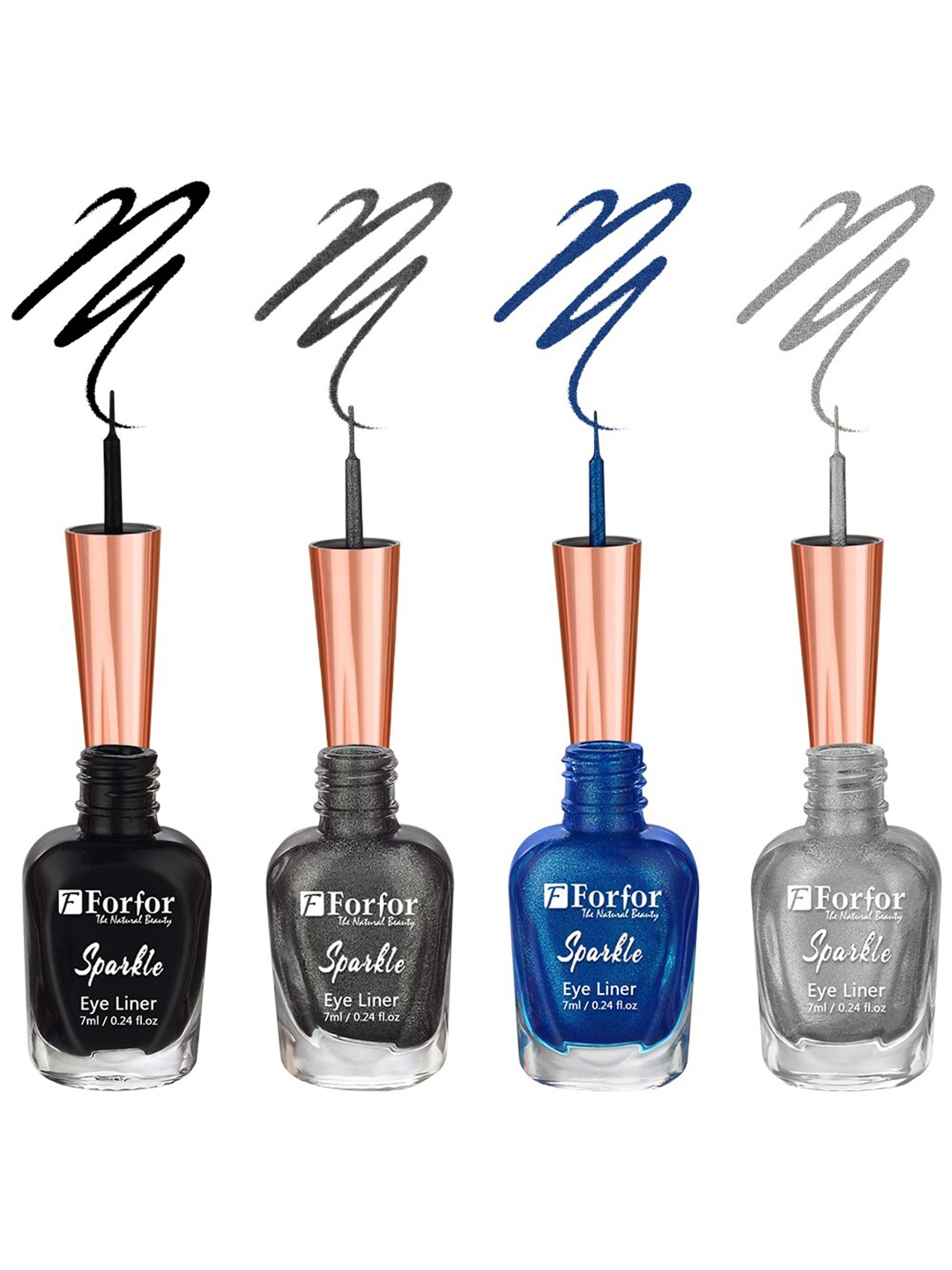 FORFOR Sparkle Set Of 4 Glitter Liquid Eyeliner - Black01, Grey02, Silver05, Royal Blue07, Multi
FORFOR Sparkle Set Of 4 Glitter Liquid Eyeliner - Black01, Grey02, Silver05, Royal Blue07, Multi