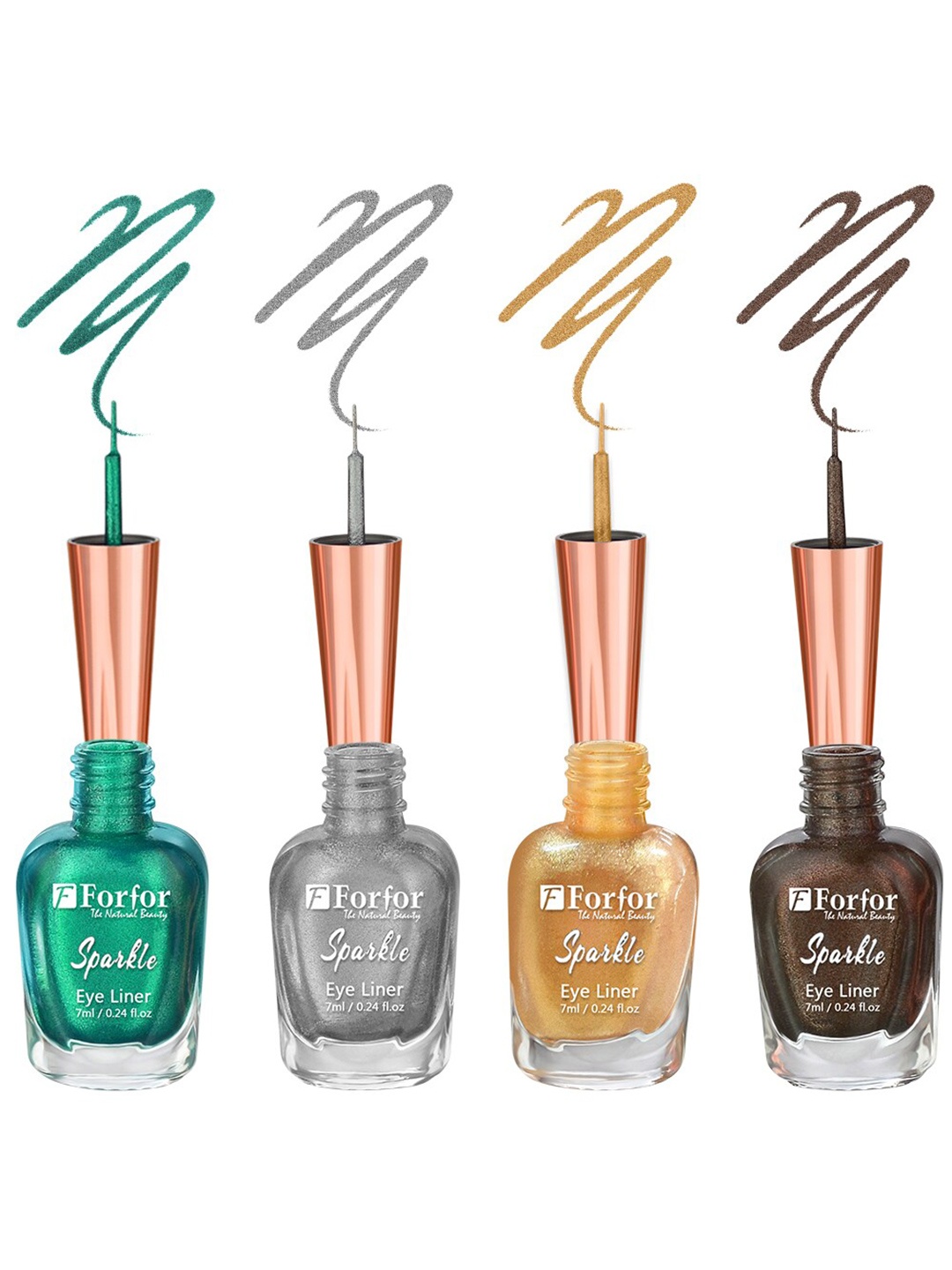 FORFOR Sparkle Set Of 4 Glitter Liquid Eyeliners - Green03, Golden04, Silver05, Brown06, Multi
FORFOR Sparkle Set Of 4 Glitter Liquid Eyeliners - Green03, Golden04, Silver05, Brown06, Multi