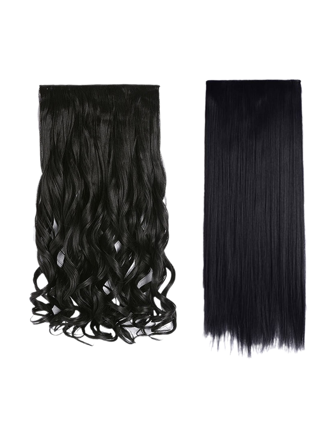 CHANDERKASH Set Of 2 5-Clips Based Straight & Curly Synthetic Nylon Hair Extension, Black
CHANDERKASH Set Of 2 5-Clips Based Straight & Curly Synthetic Nylon Hair Extension, Black