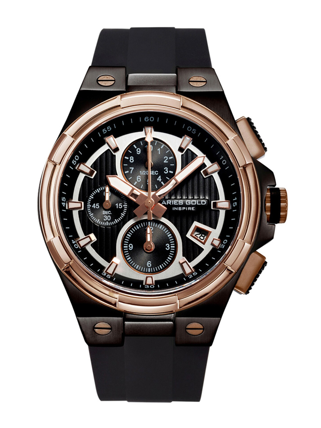 Aries Gold Men Textured Straps Analogue Chronograph Watch G 7311 BKRG-BKRG, Black
Aries Gold Men Textured Straps Analogue Chronograph Watch G 7311 BKRG-BKRG, Black