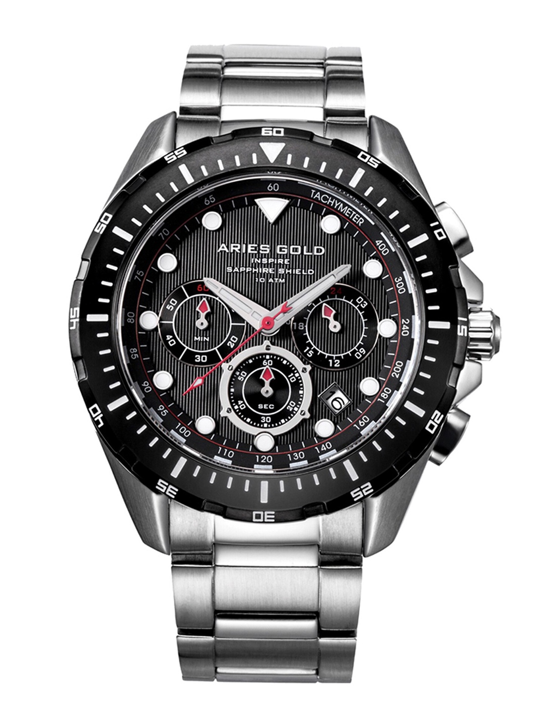 Aries Gold Men Stainless Steel Straps Digital Chronograph Watch G 7002, Black
Aries Gold Men Stainless Steel Straps Digital Chronograph Watch G 7002, Black