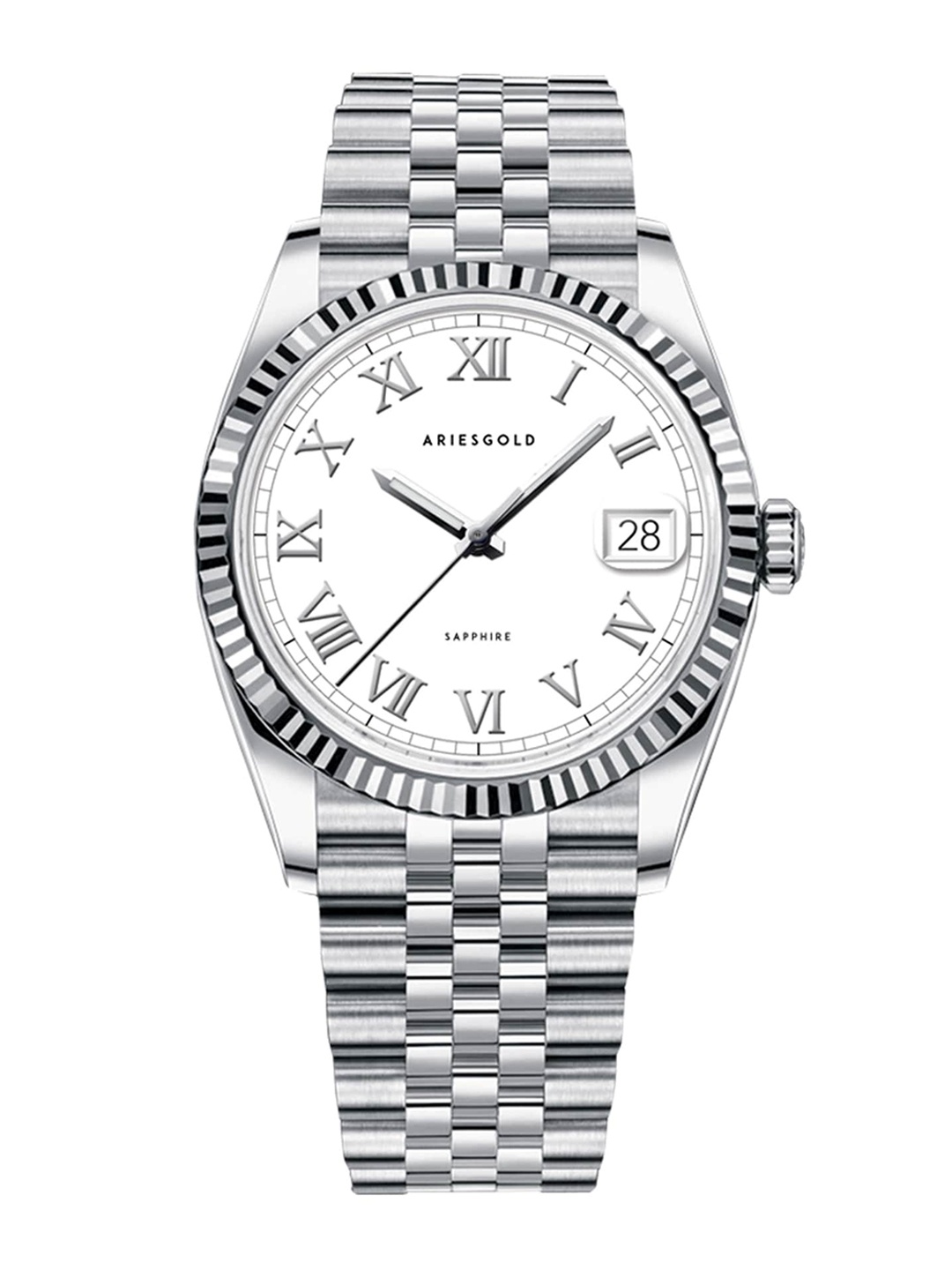 Aries Gold Men Stainless Steel Bracelet Style Straps Analogue Watch G 1068 S-RW, White
Aries Gold Men Stainless Steel Bracelet Style Straps Analogue Watch G 1068 S-RW, White