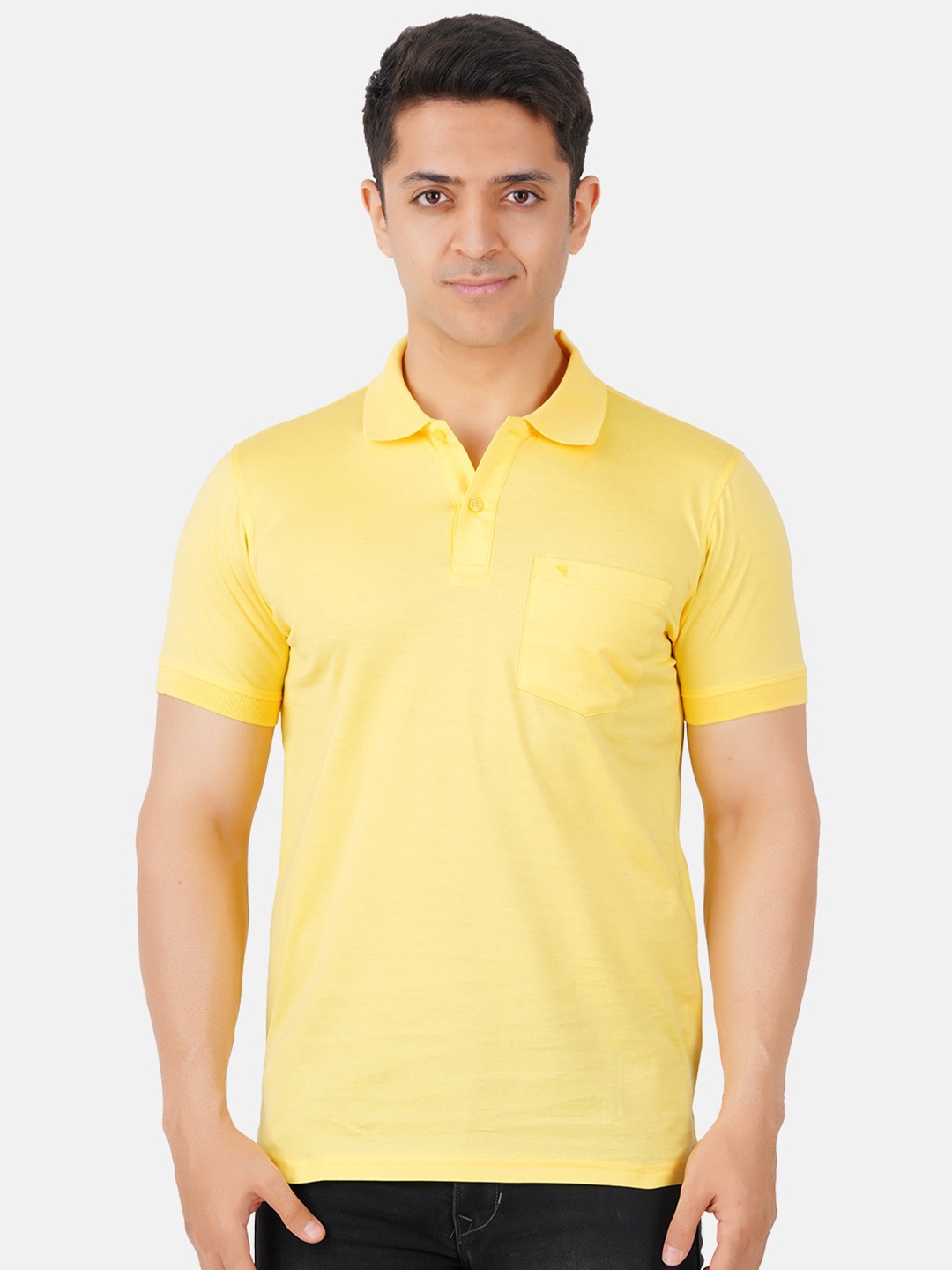 Ramraj Men Polo Collar Cotton T-shirt, Yellow