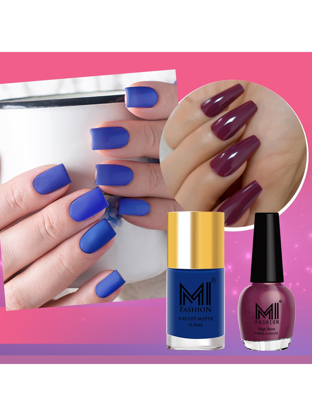 MI FASHION Set of 2 Long-Lasting Nail Polish - Velvet Matte 9.9ml + High Shine 15ml, Purple
MI FASHION Set of 2 Long-Lasting Nail Polish - Velvet Matte 9.9ml + High Shine 15ml, Purple